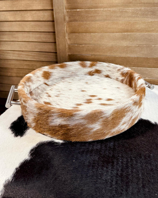 12” Cowhide Round Tray