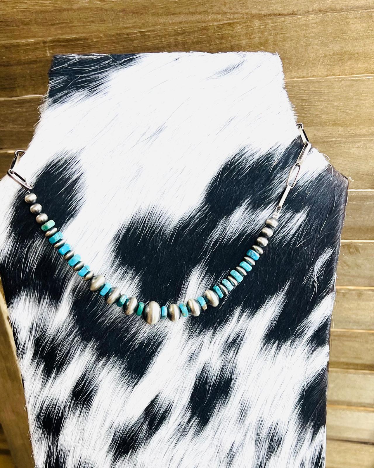 Sterling Pearl Turquoise Necklace