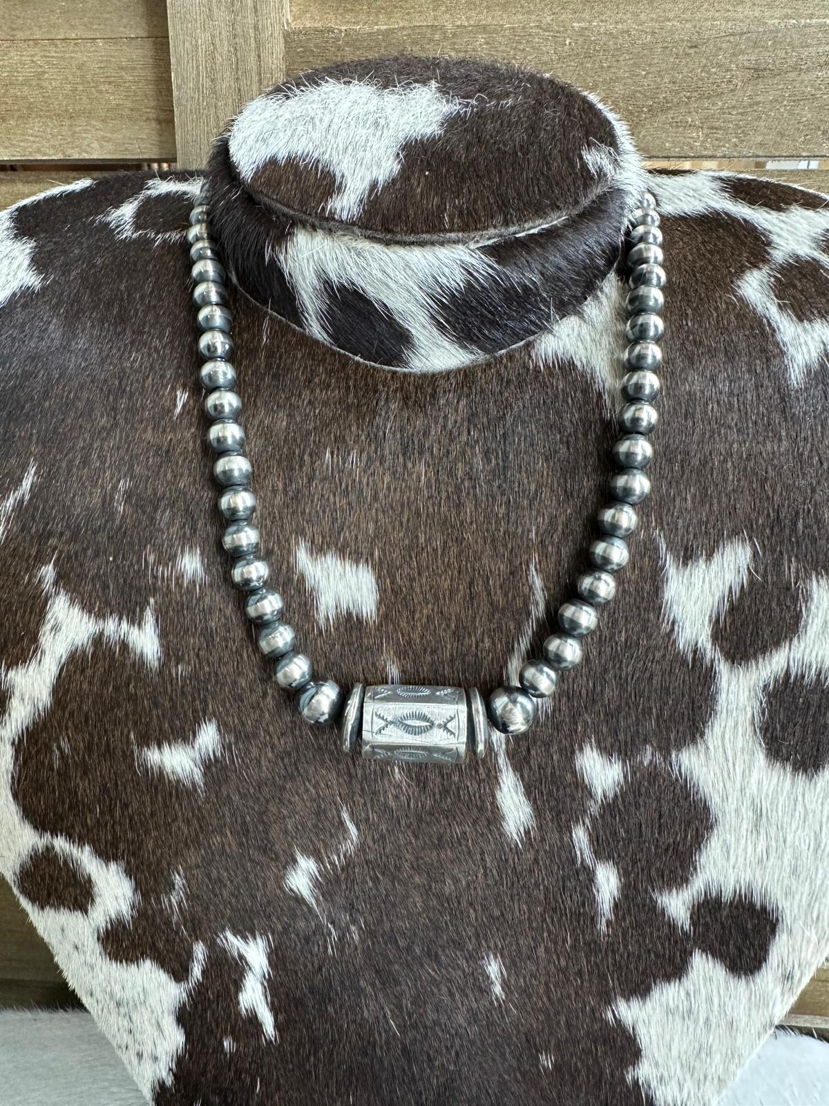 18" 8mm Barrel Sterling Pearl Necklace