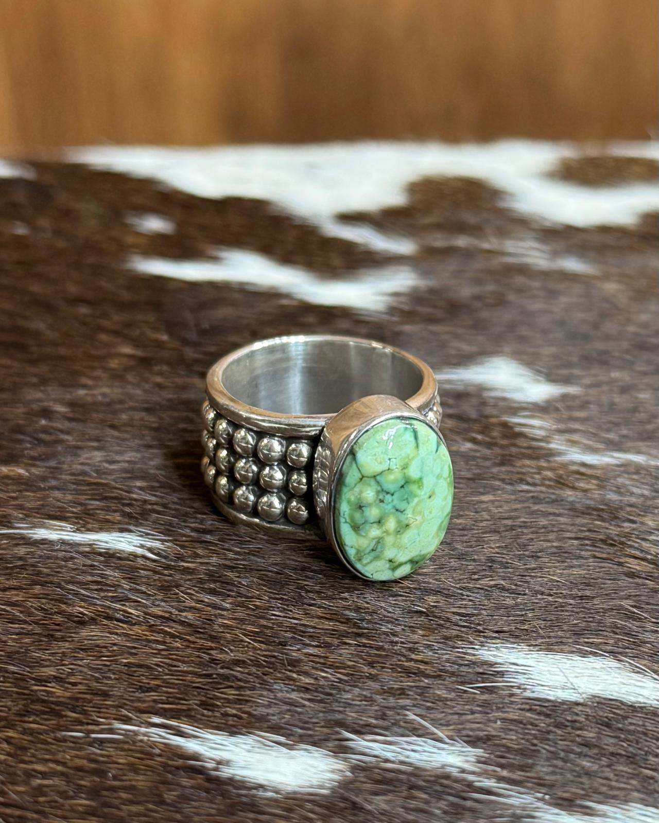 Green Turquoise Studded Stone Ring (Sz7) *NonNative