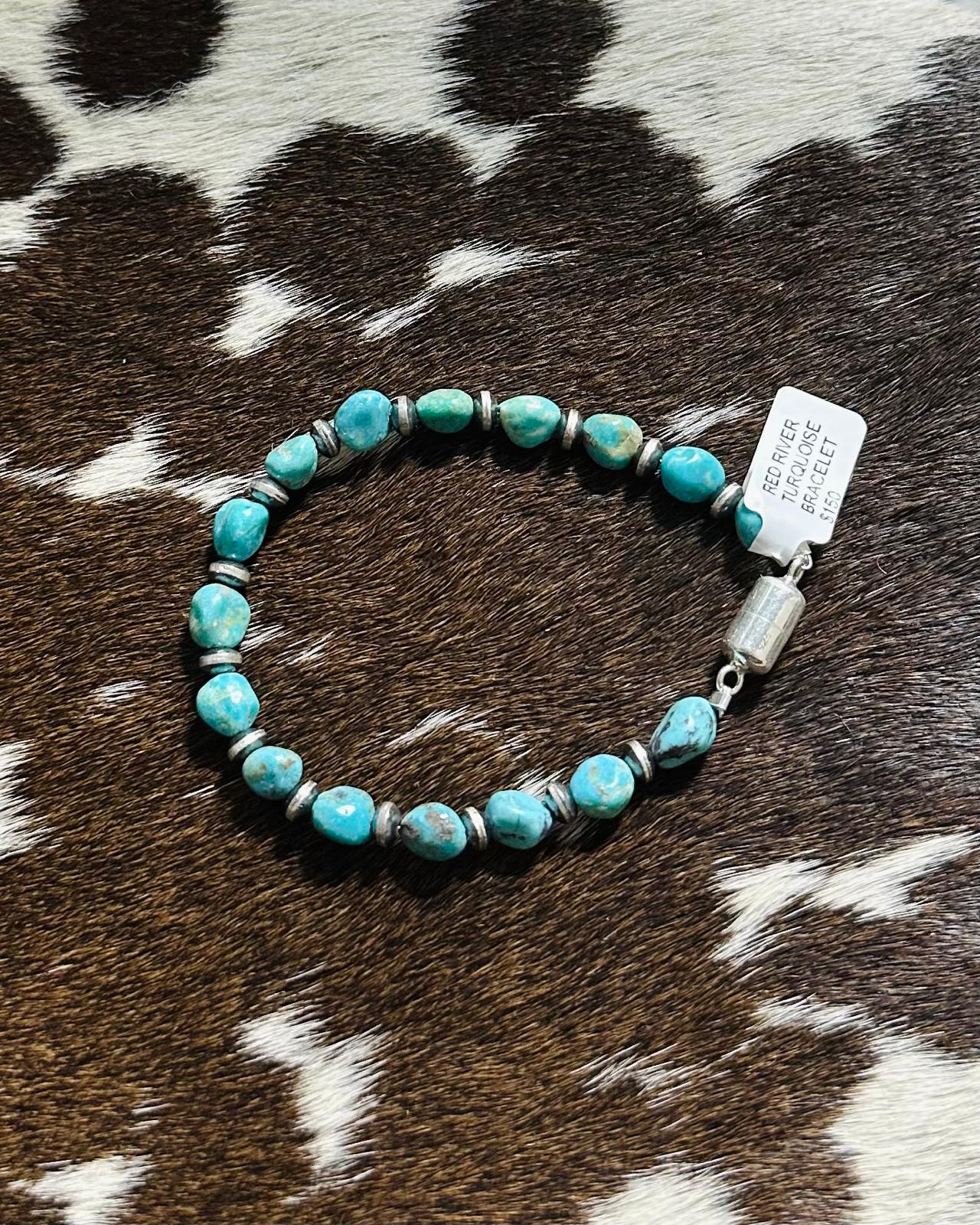 7.5" Red River Turquoise Magnet Bracelet