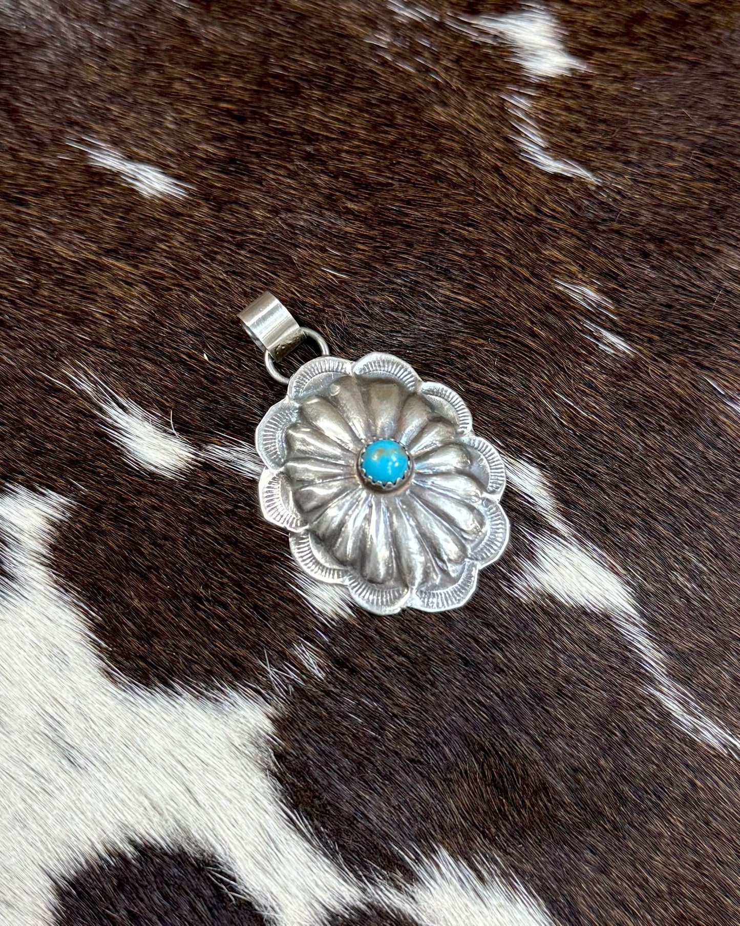 1.25” Turquoise Concho Pendant *Native