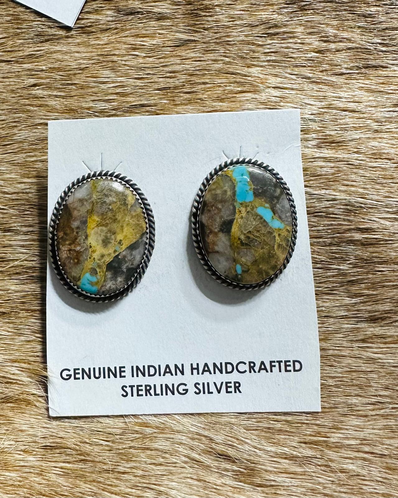 Boulder Turquoise Stud Earrings *Genuine