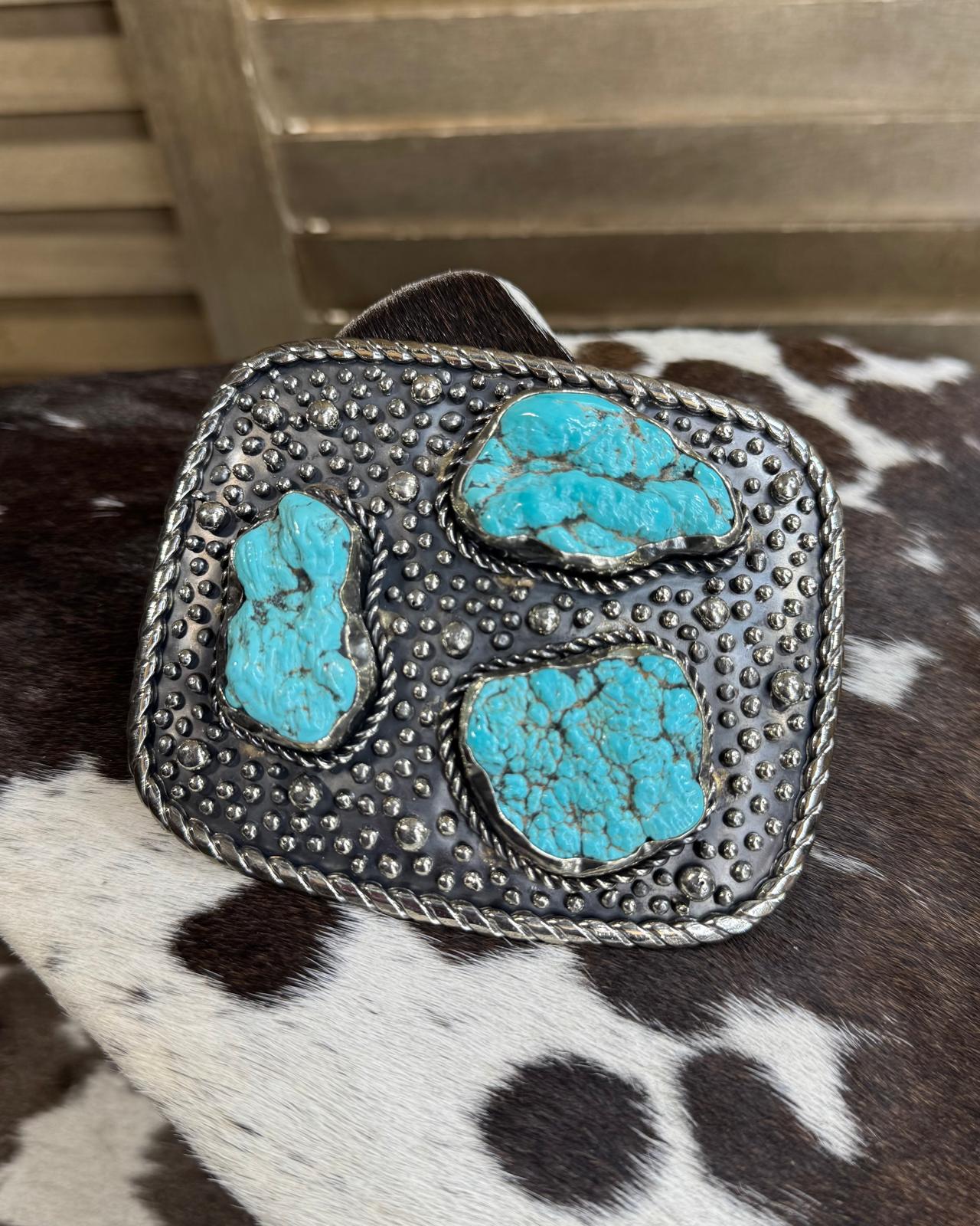 3 Stone Natural Turquoise Buckle