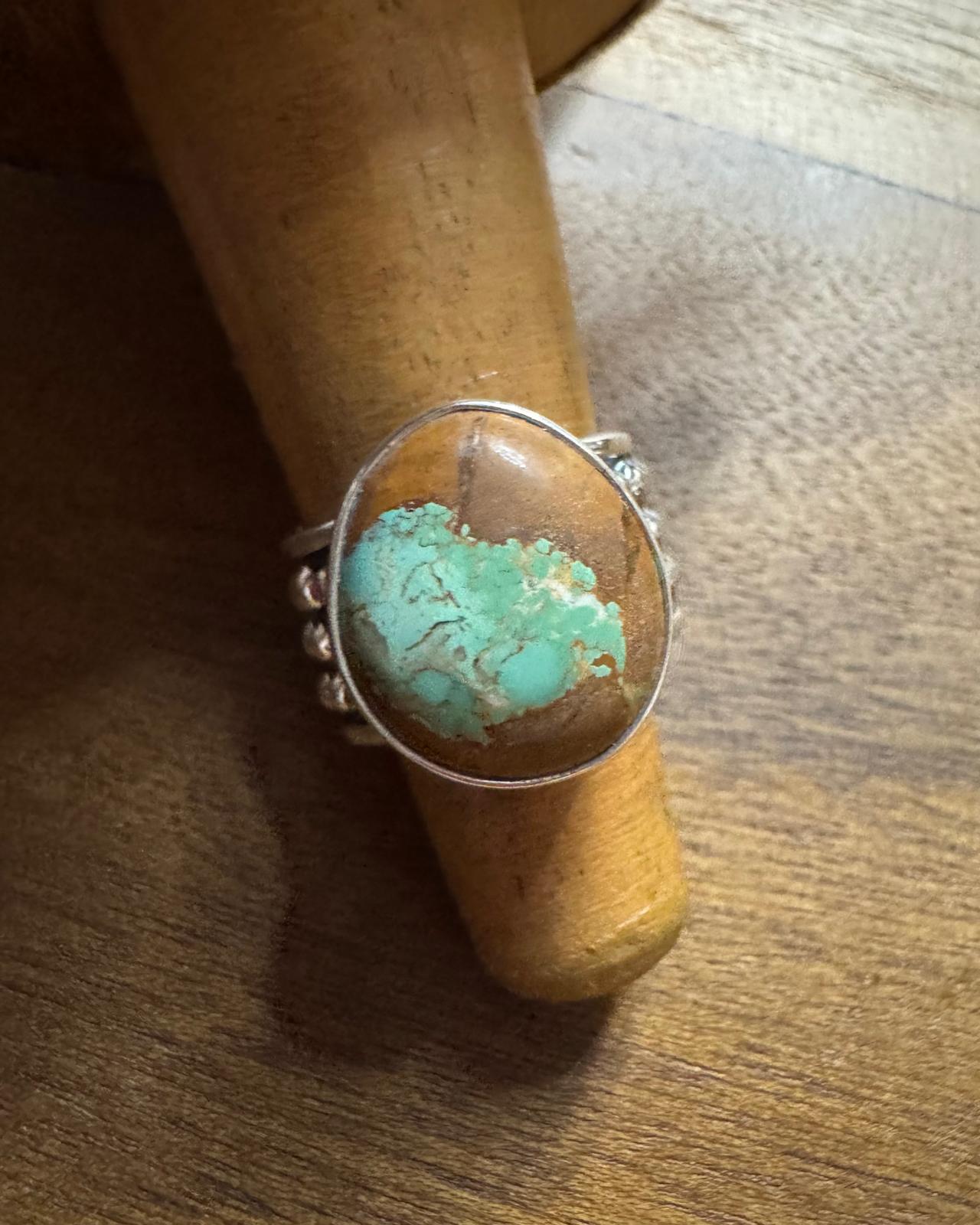 One Stone Turquoise Studded Ring *Sz6