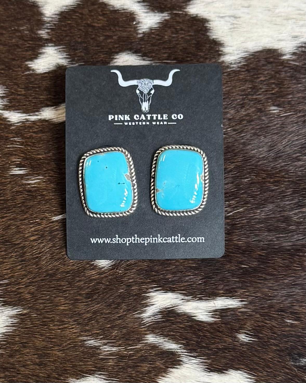 Turquoise Square Studs *Native