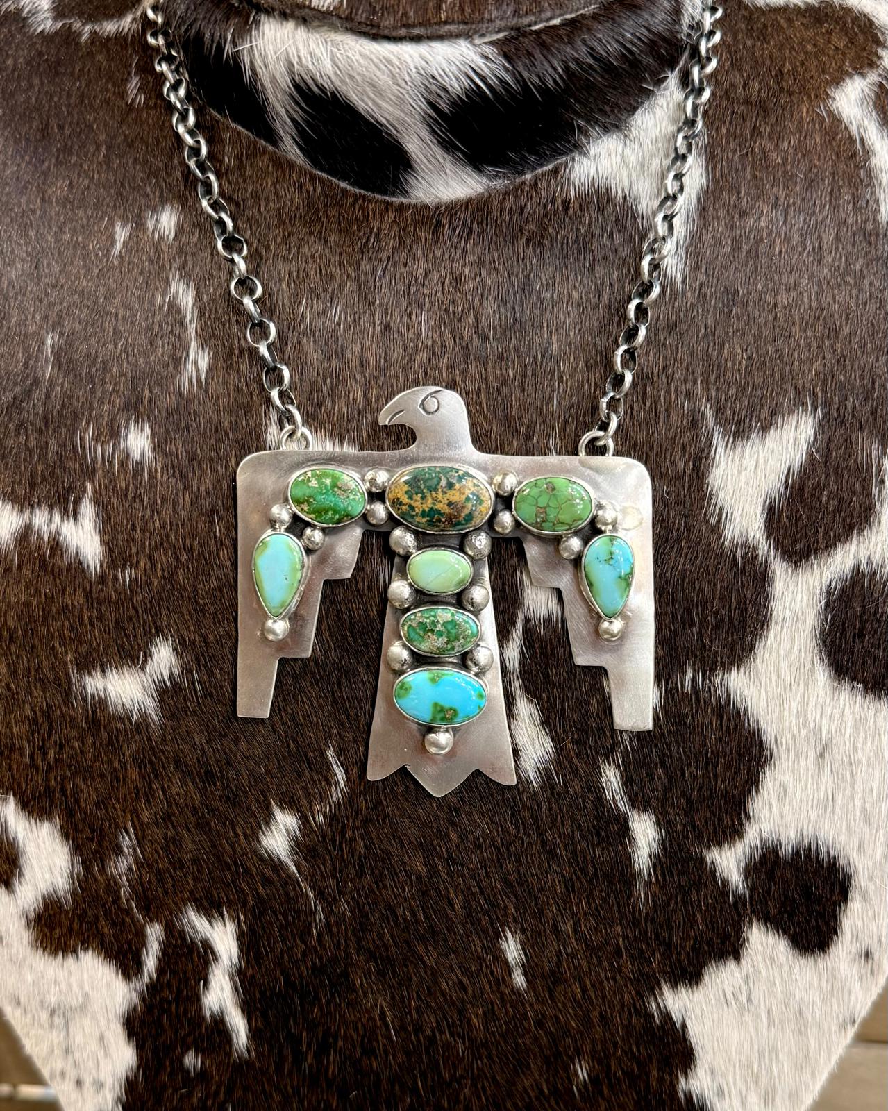 20" Russel Sam Thunderbird Multi Stone Necklace *Native