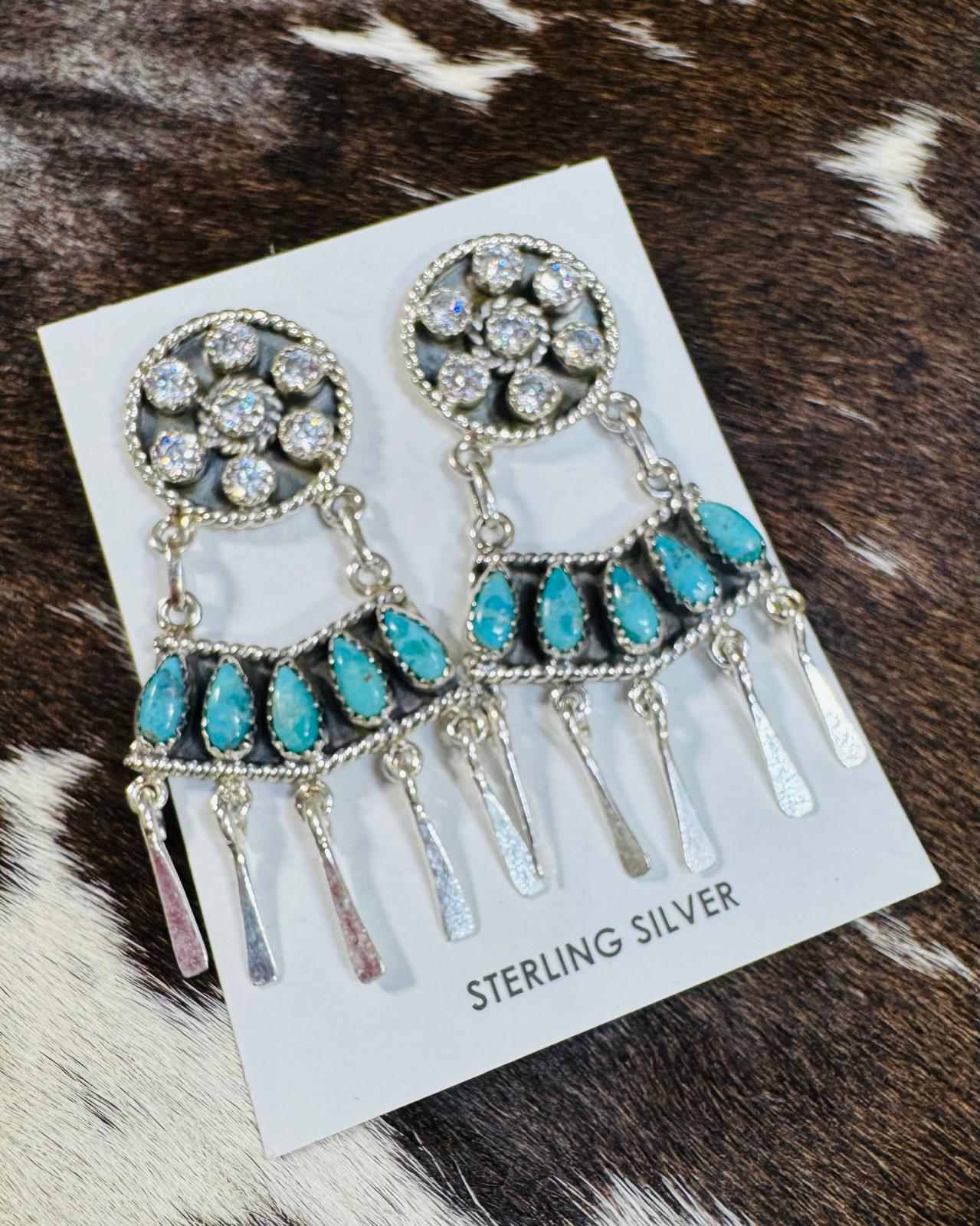 Sparkle Turquoise Dangle Earrings *Non Native