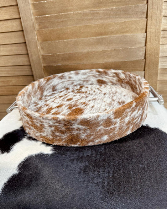 12” Cowhide Round Tray