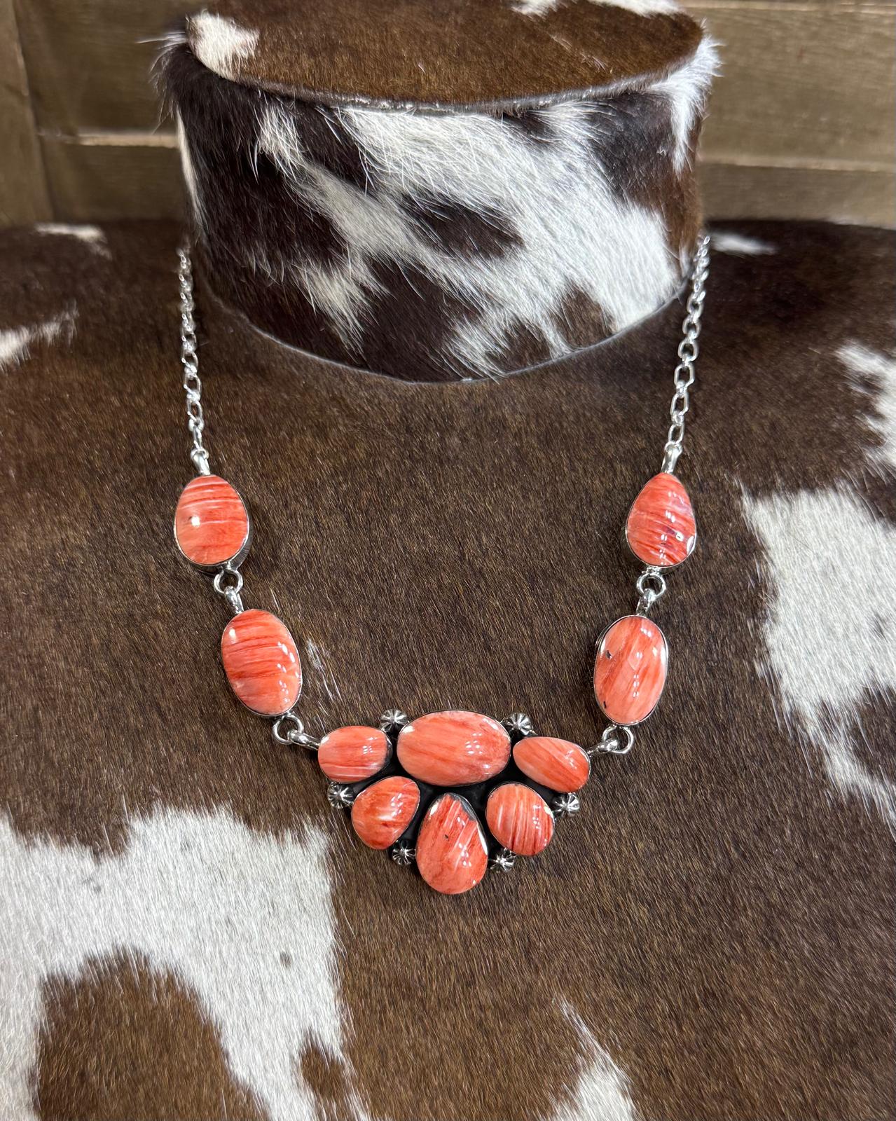 Arlene Lewis Spiny Half Cluster Necklace 18"