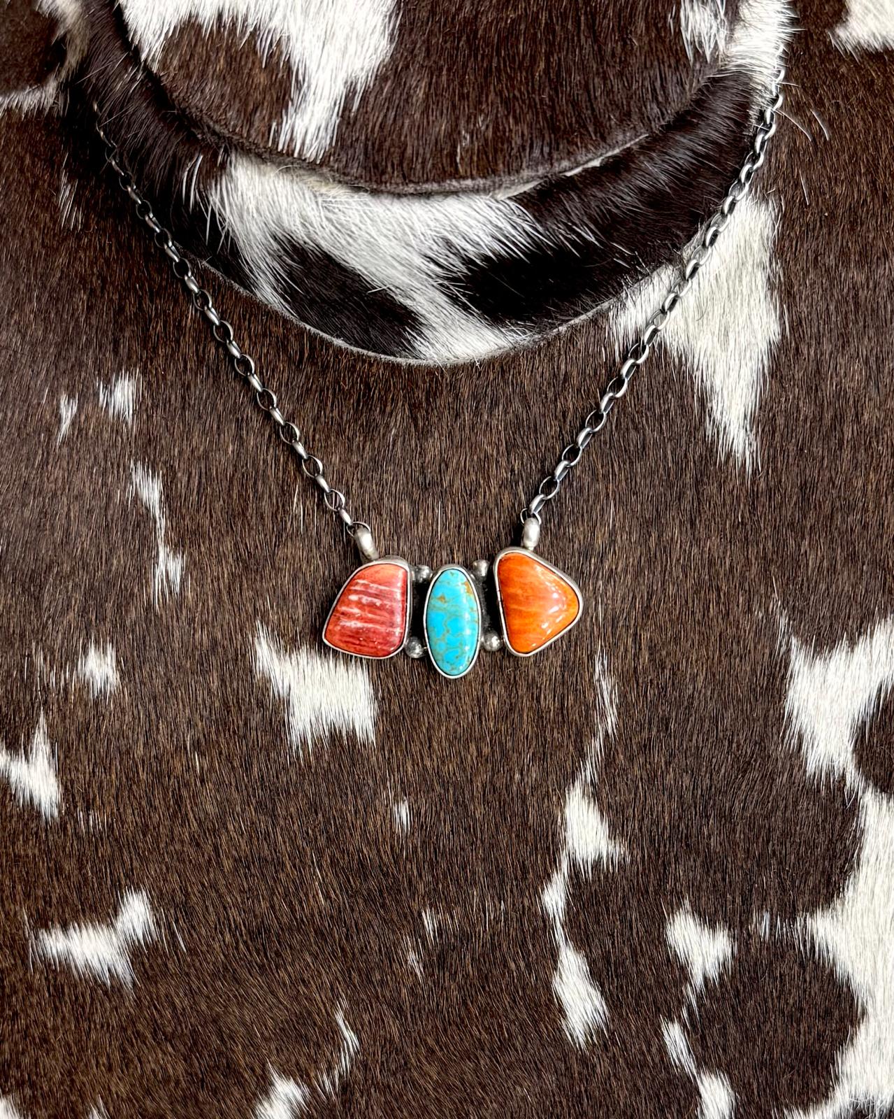 Multi Spiny & Kingman 3 Stone Necklace *Native