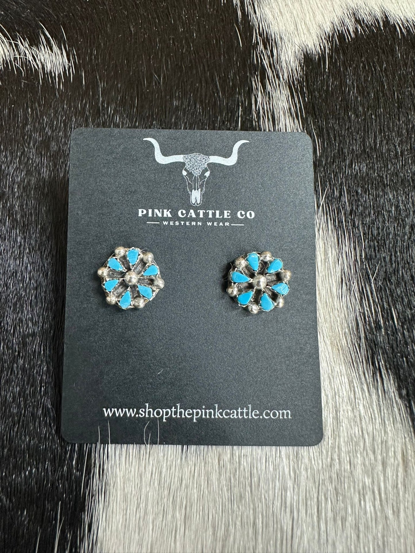 Trisha Leekity Small Zuni Turquoise Cluster Studs *Native