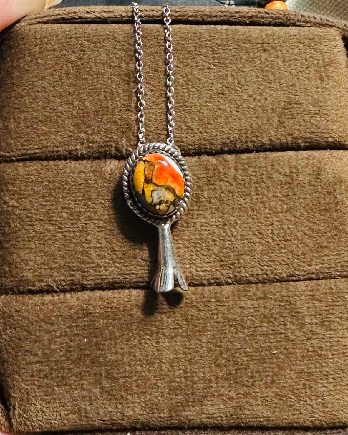 Spiny Turquoise Flower Blossom Necklace *Non Native