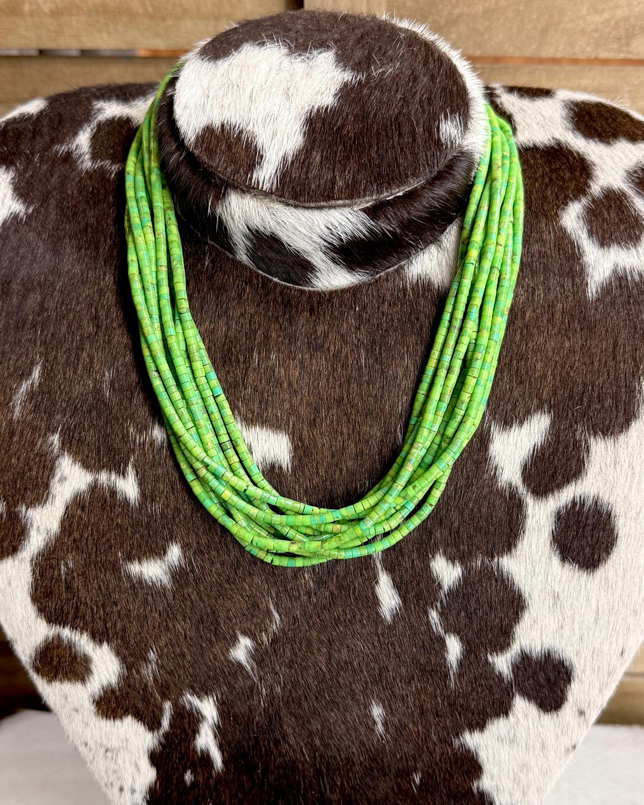 22" Multi Stack Apple Green Heishi