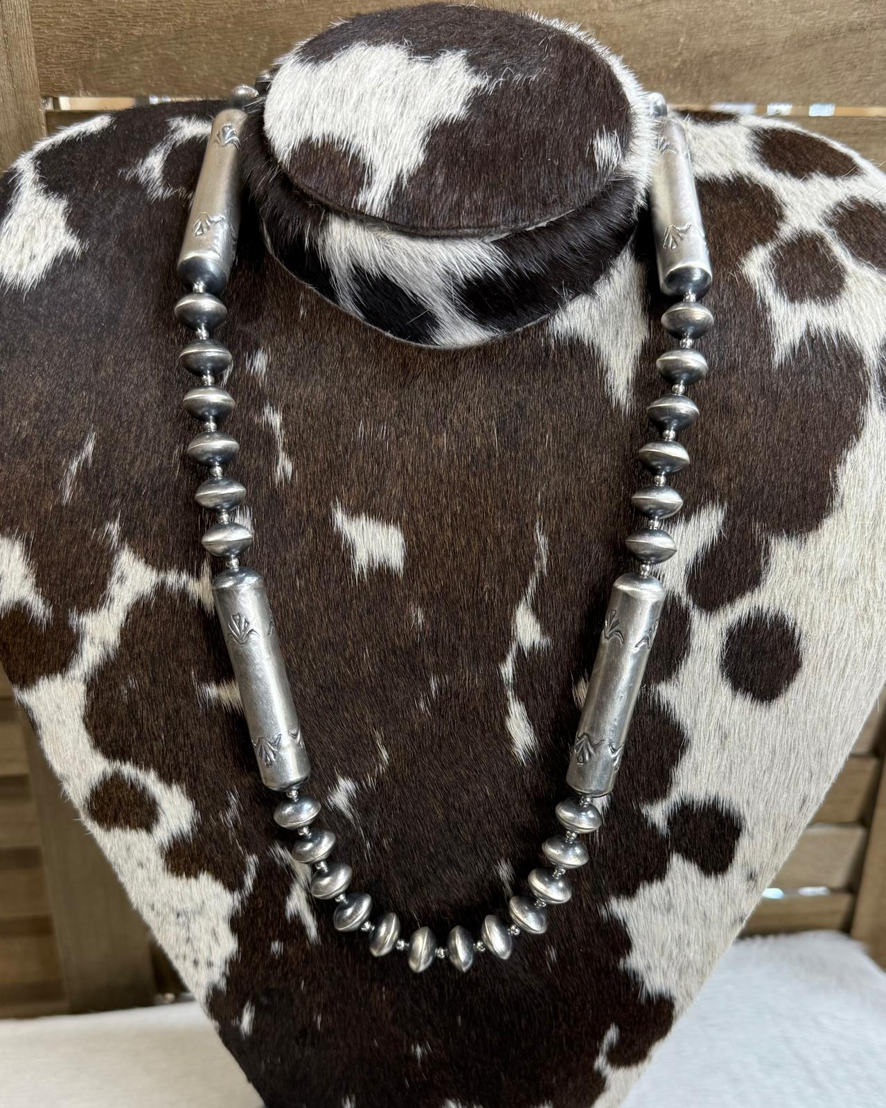 Sharon Cooley 28" 10mm Saucer Handmade Navajo Necklace