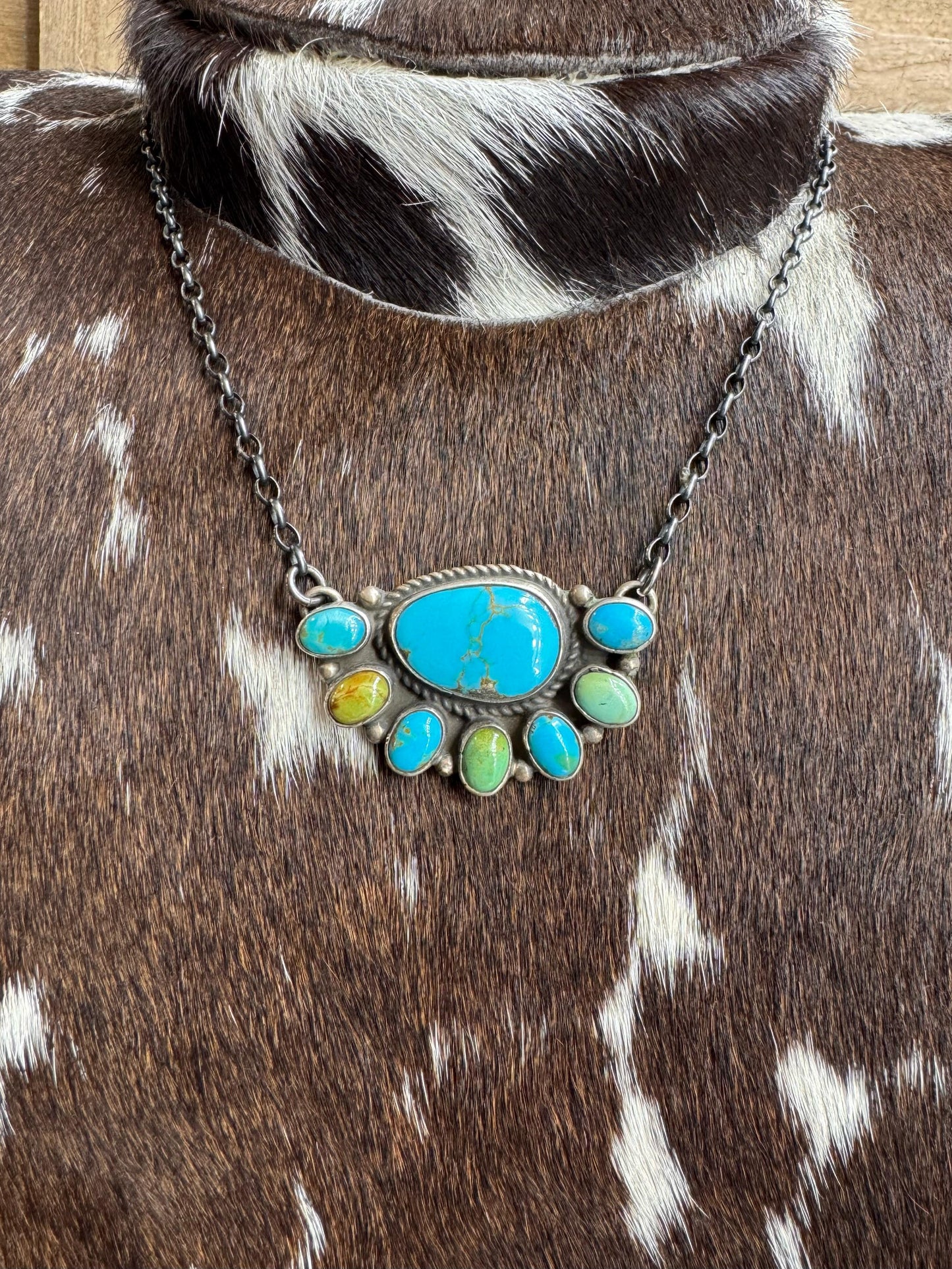 18” Mixed Turquoise 1/2 Cluster Necklace *Native