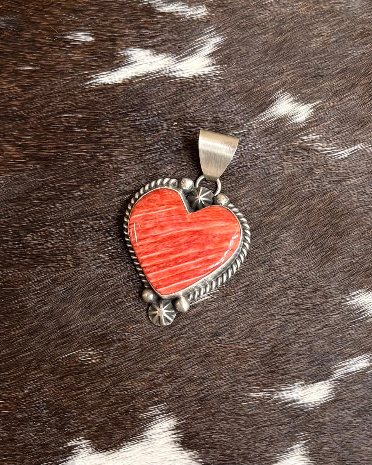 Red Spiny Heart Pendant - Native