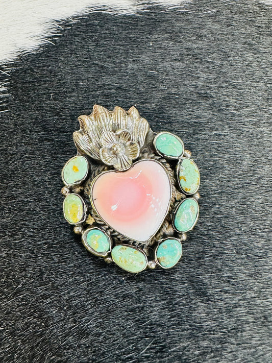 Tibet Pink Conch Heart Pendant