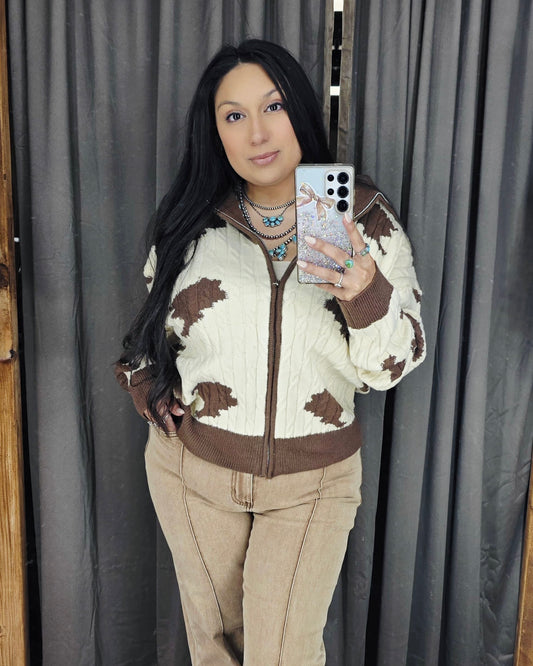 Cow Print Sweater