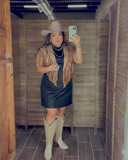 Camel Fringe Collar Shoulder Shrug