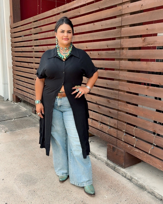 Ruffle Midi Bottom Down Dress *Black