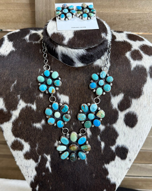 Mixed Turquoise Cluster Statement Necklace *Native