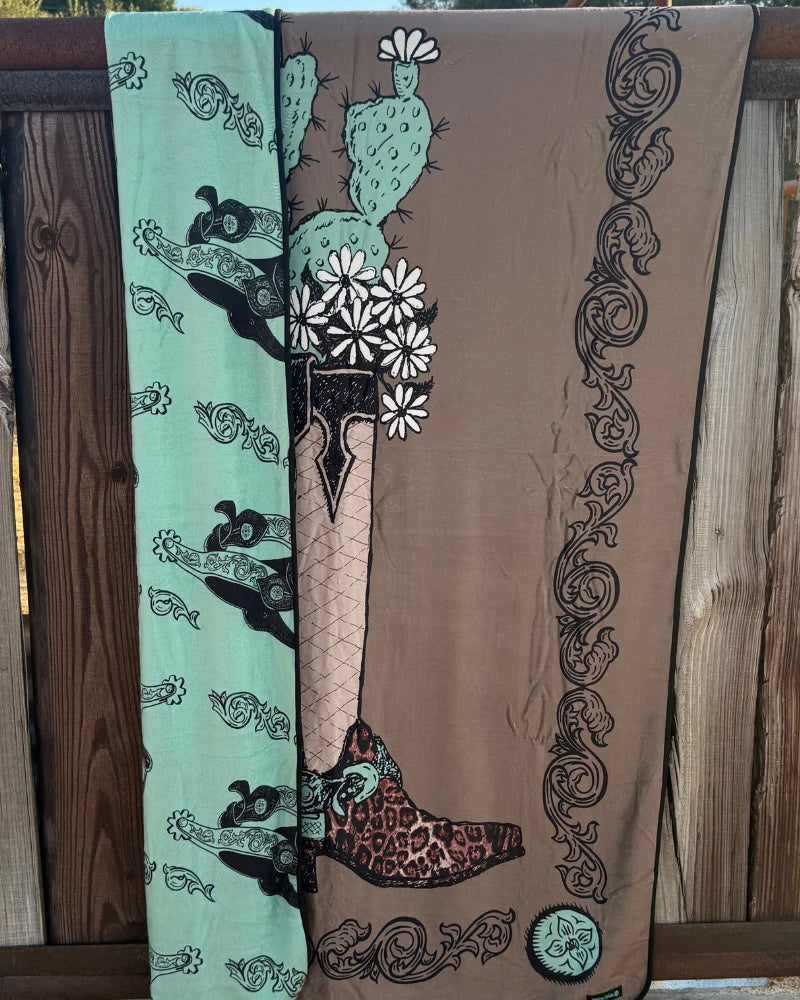 Boots and Burlap Blanket