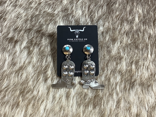 Tim Yazzi Heart Boot Earrings *Native (Stone Varies)