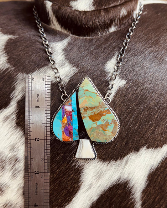 P. Yazzie Inlay Spade Necklace