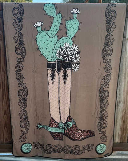 Boots and Burlap Blanket