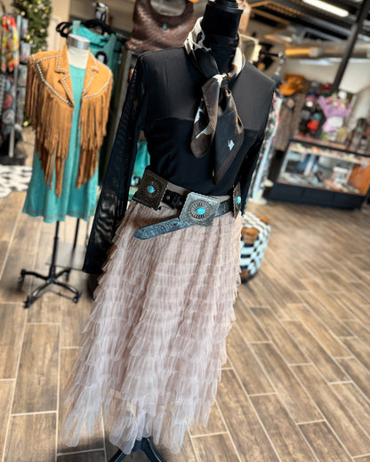 Tiered Ruffle Maxi Skirt