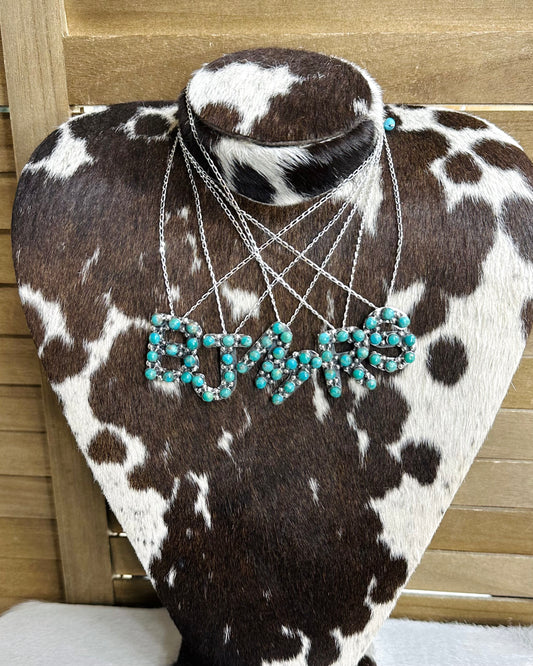 Initial Turquoise Necklace *Non Native