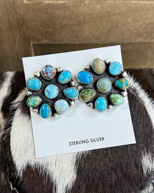 Mixed Turquoise Cluster Statement Necklace *Native