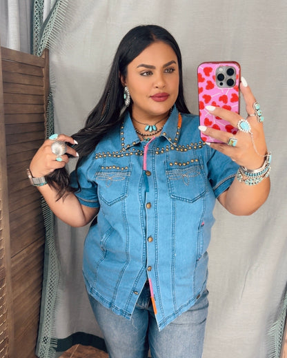 Rodeo Rebel Button Down Top