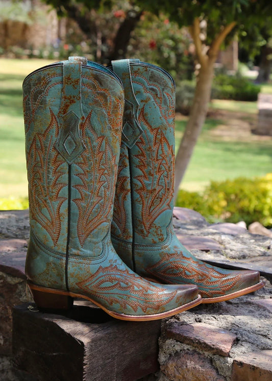 Corral Vintage Finish Turquoise Snip Toe Boot