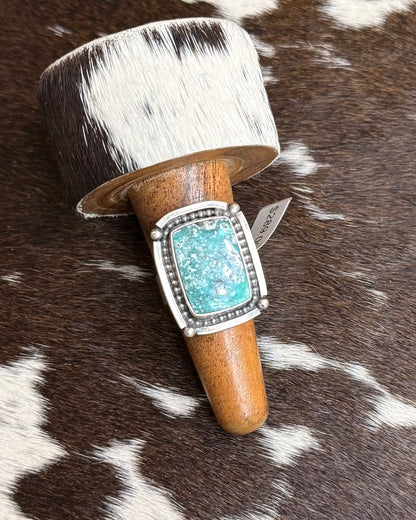 White Water Squared Stone Ring Sz. 8.5 - *Native