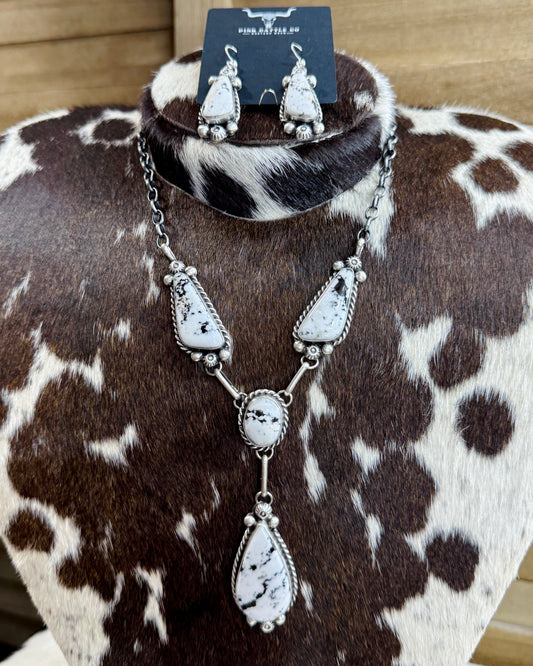 Augustine Largo White Buffalo Lariat Statement Set *Native