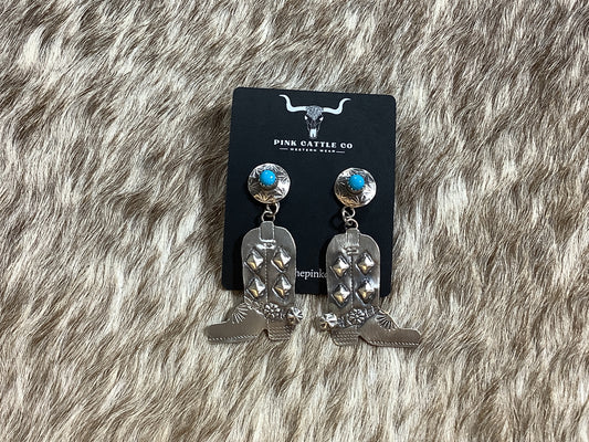 Tim Yazzi Diamond Boot Earrings *Native (Stone Varies)