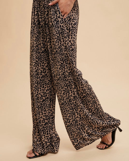 Leopard Plisse Pants