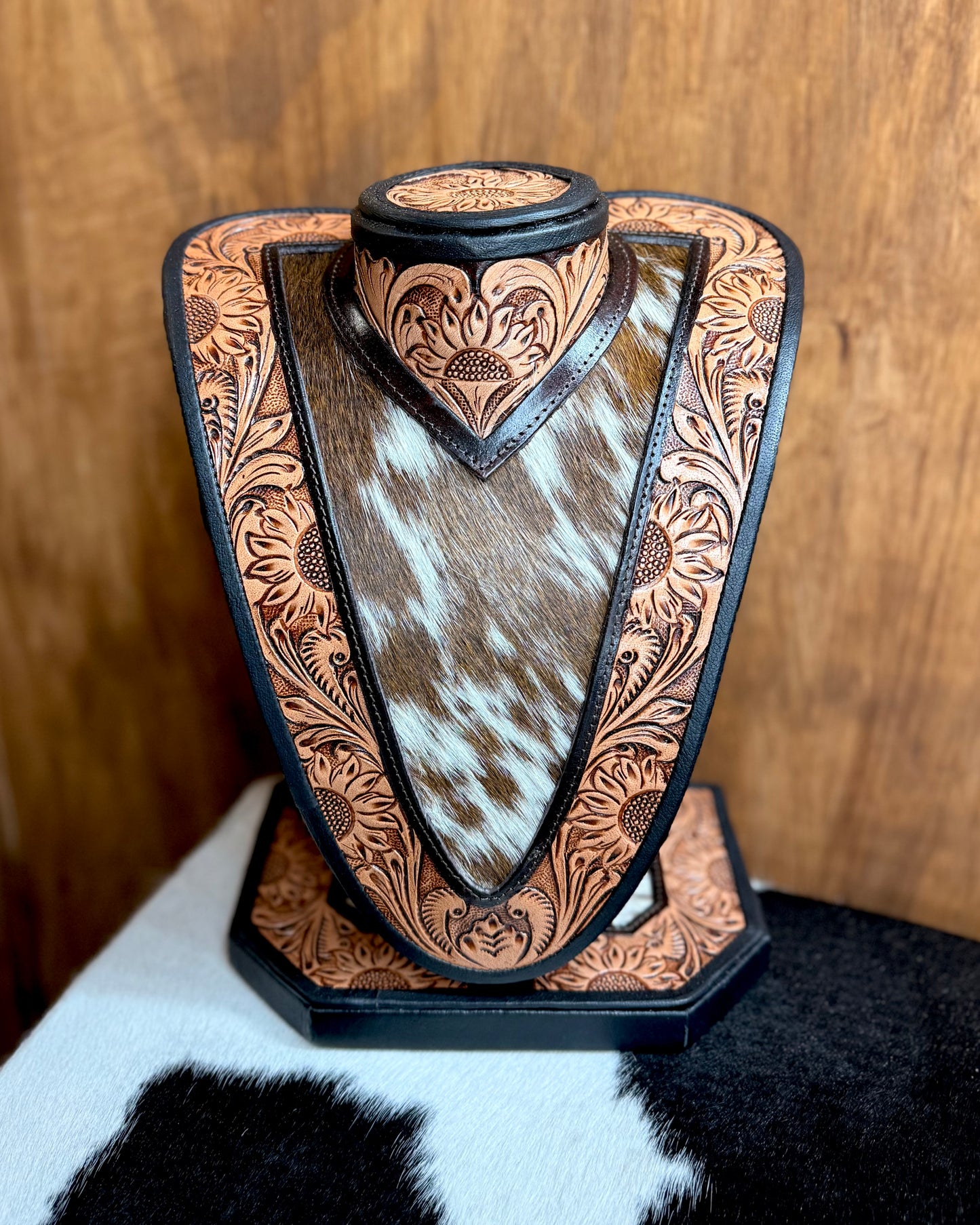 Tooled Cowhide Necklace Display *Hide Will Vary