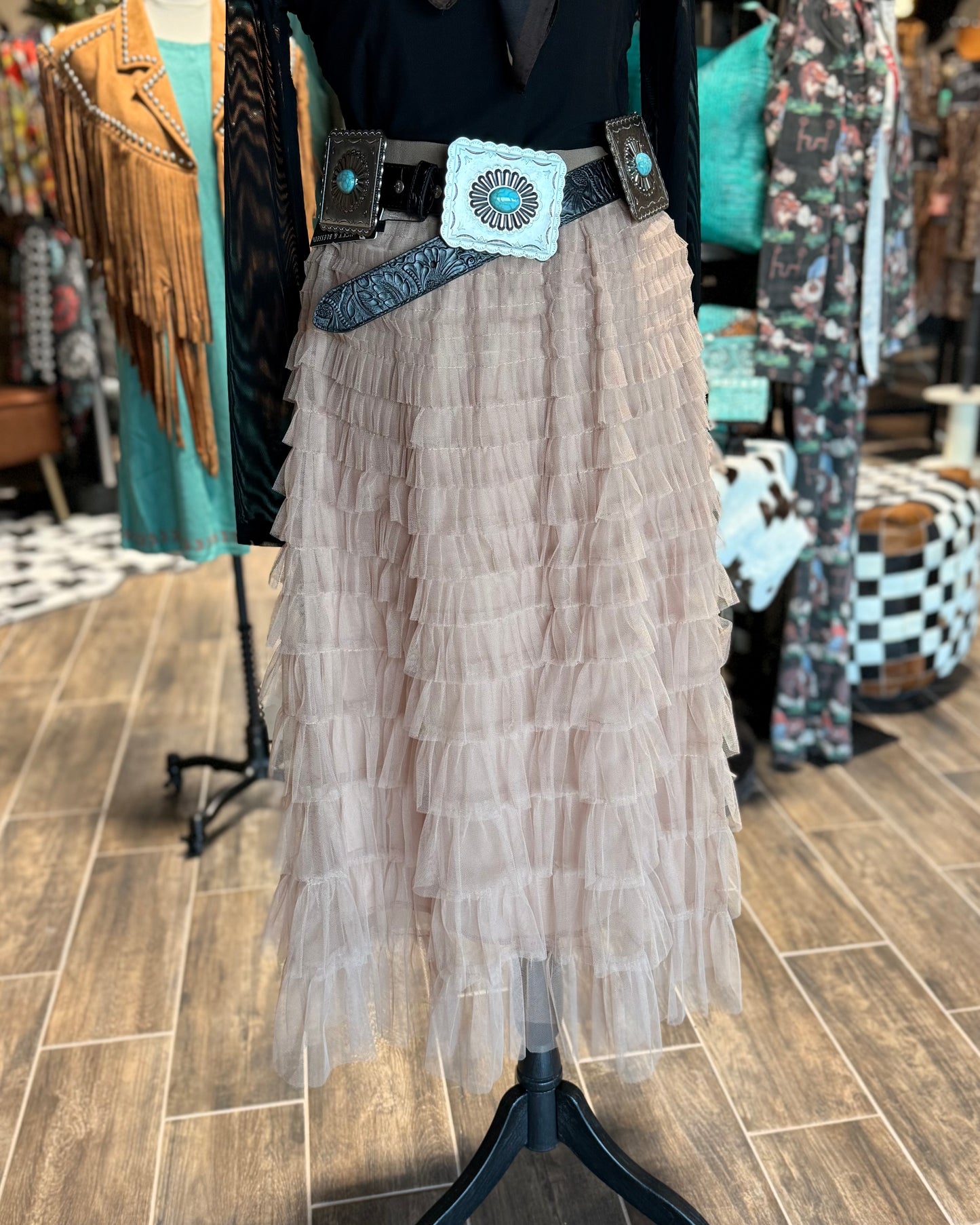 Tiered Ruffle Maxi Skirt