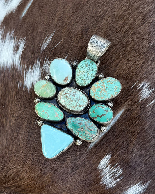 Mixed Turquoise Cluster Pendant *Native