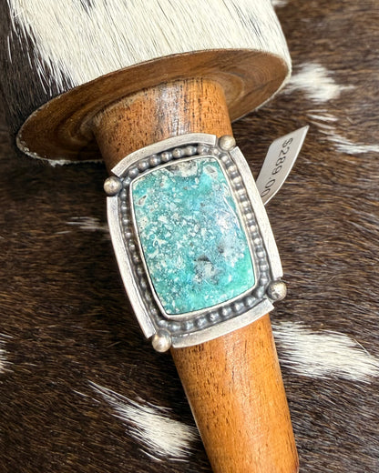 White Water Squared Stone Ring Sz. 8.5 - *Native