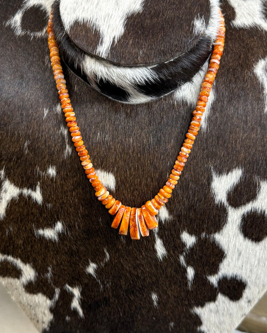 Orange Spiny Shell Necklace 16”