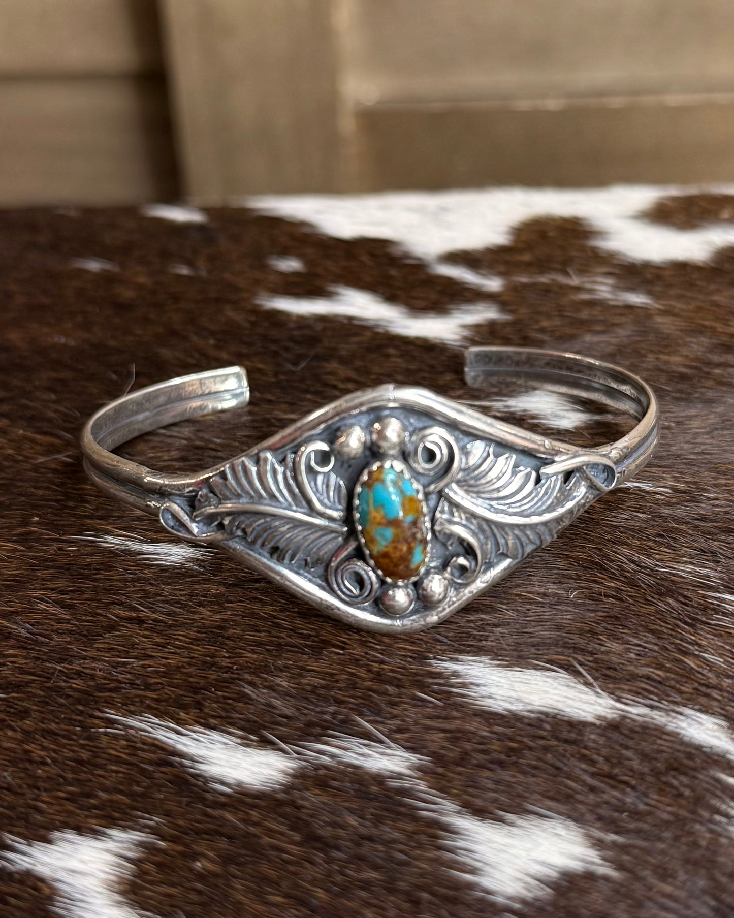 Kingman Turquoise Feather Bracelet *Native