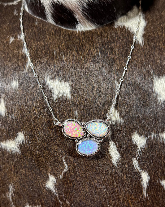 Tri Stone Opal Necklace