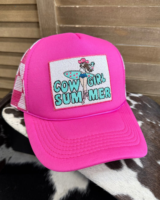 Cowgirl Summer Checkered Trucker Cap