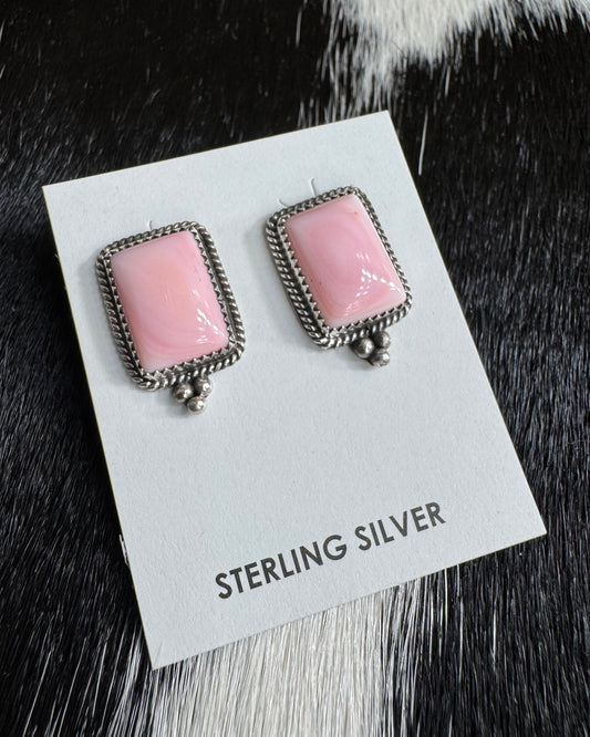 Theresa Smith Pink Conch Squared Studs *Native