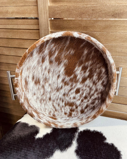 12” Cowhide Round Tray