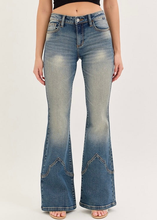 Cello Mid Rise Western Flare Jean